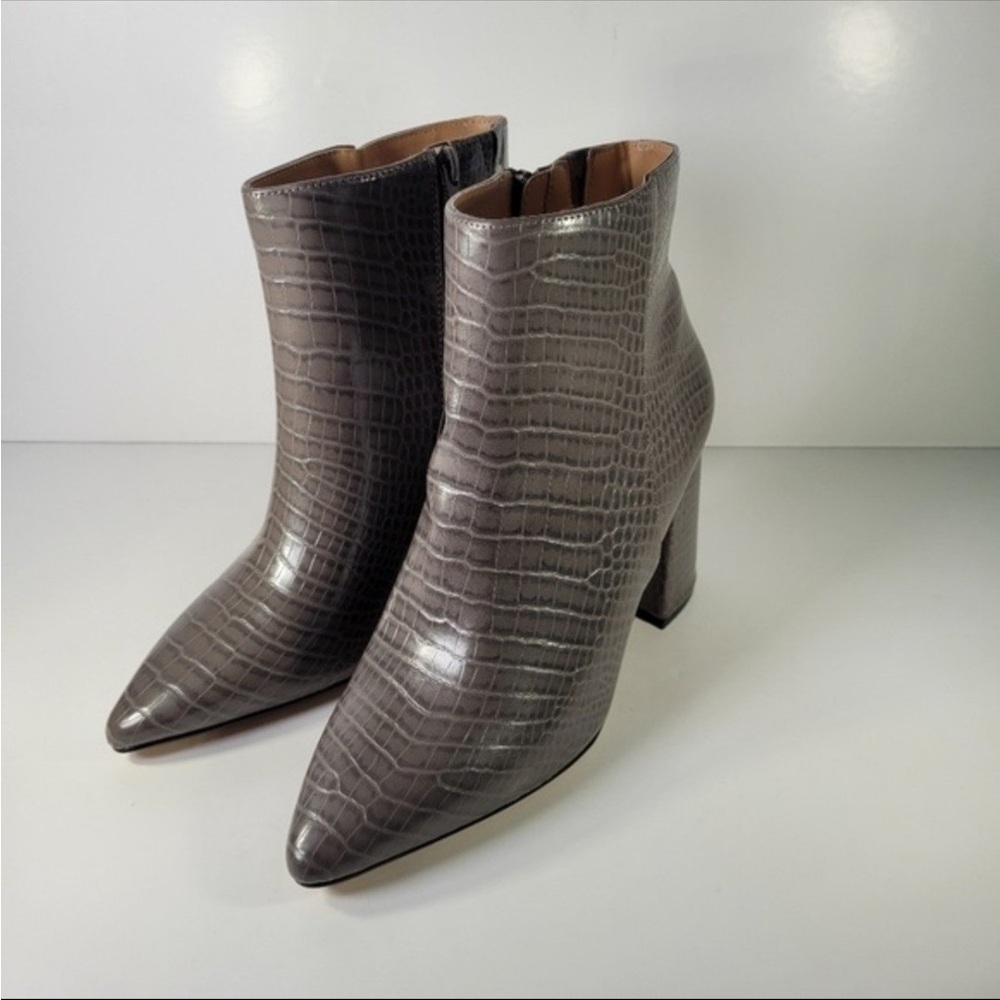 Express Gray Ankle Boots with Textured Design